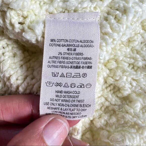 FREE PEOPLE Medium Yellow Popcorn Oversized Long Sleeve Hi Lo Cotton Sweater - Picture 10 of 12